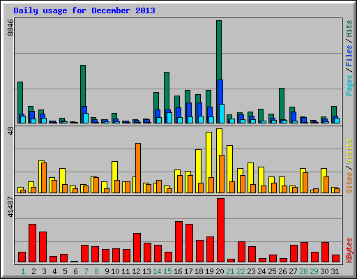 Daily usage for December 2013