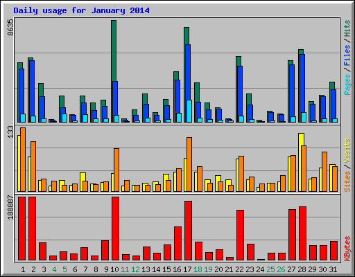 Daily usage for January 2014