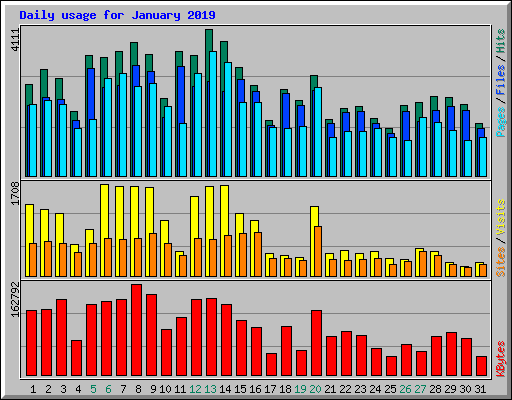 Daily usage for January 2019
