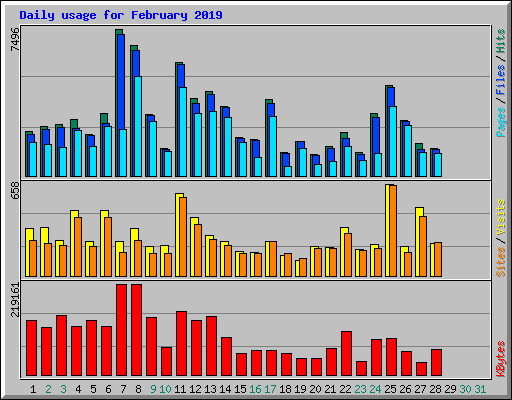 Daily usage for February 2019