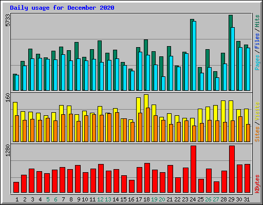 Daily usage for December 2020
