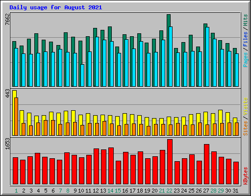 Daily usage for August 2021