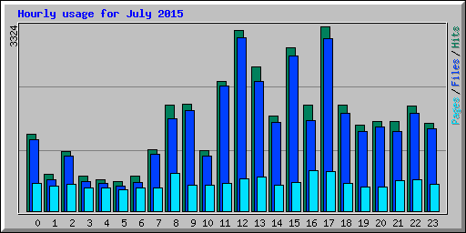 Hourly usage for July 2015
