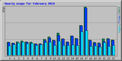 Hourly usage for February 2019
